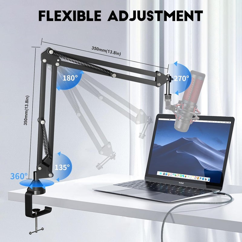 Aokeo Microphone Arm, AK-35 Microphone Desk Stand-Microphone Suspension Boom Scissor Arm Stand For Blue Yeti,Blue Snowball iCE,QuadCast,Elgato - Image 4